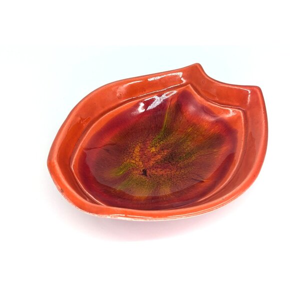 Vintage Ceramic Red 0range Glaze Dish California USA Pottery - Picture 2 of 16